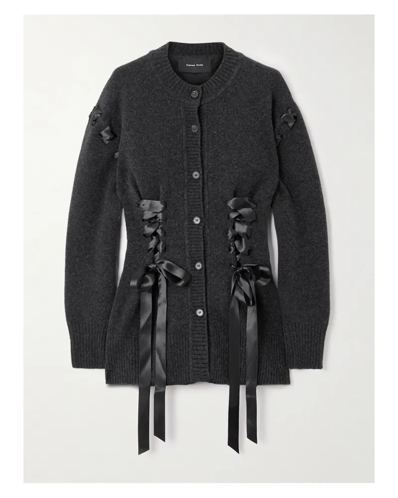 Simone Rocha Cardigan Aus Einer Merinowoll-seidenmischung Mit Schleifen - Grau Grau