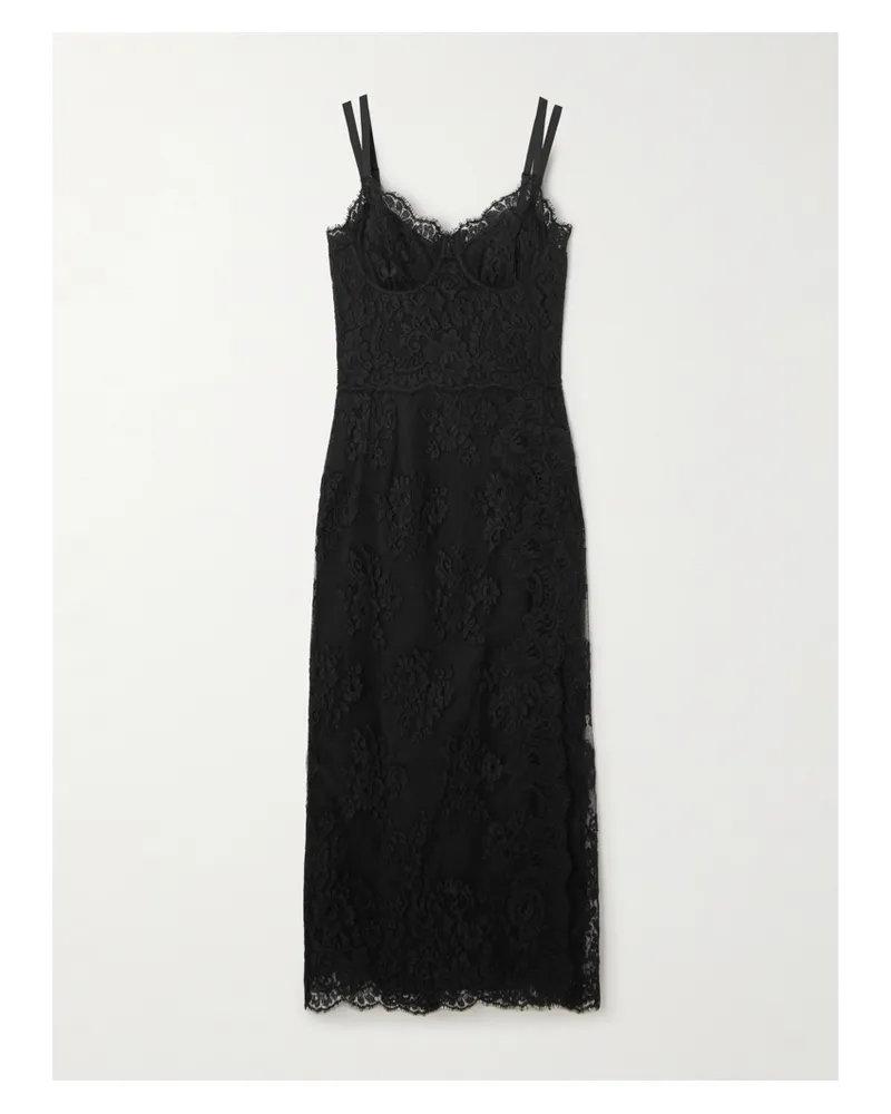 Dolce & Gabbana Midikleid Aus Chantilly-spitze - Schwarz Schwarz