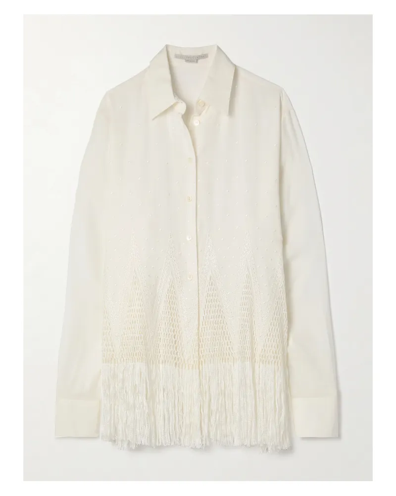 Stella McCartney Hemd Aus Crêpe Mit Fil Coupé Und Einsätzen Aus Makrameegarn - Wollweiß Wollweiß