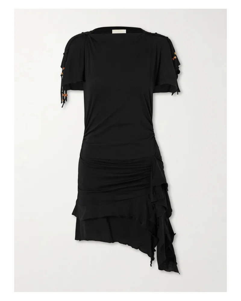 Isabel Marant Janick Draped Cotton-jersey Mini Dress - Black Black