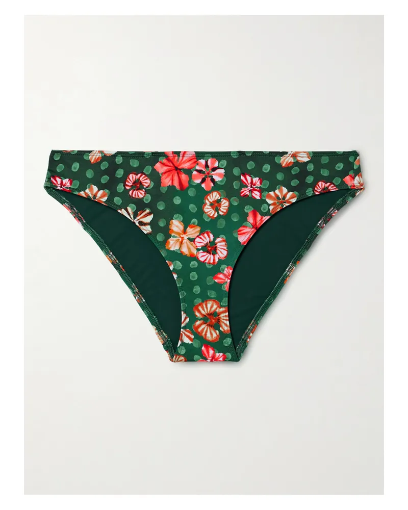 Ulla Johnson Dani Bedrucktes Bikini-höschen - Grün Grün