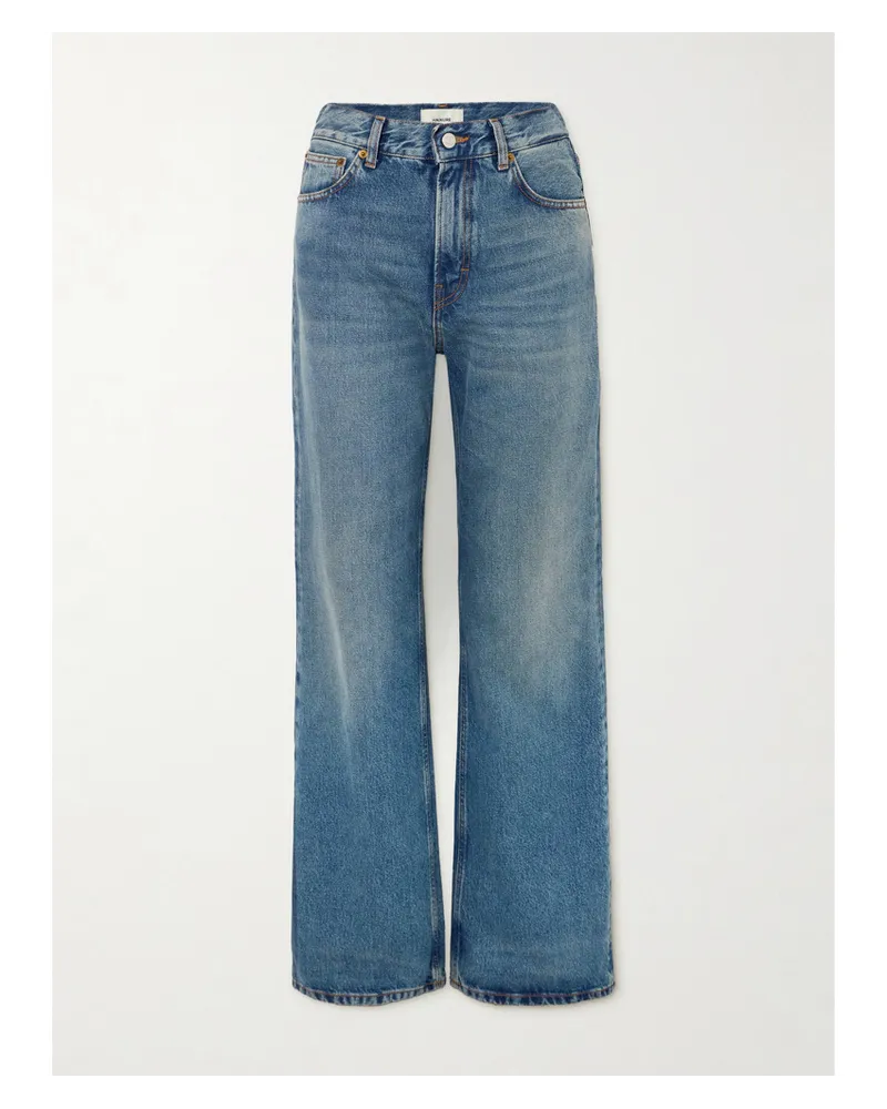 Haikure Korea Hoch Sitzende Jeans mit Weitem Bein Blau