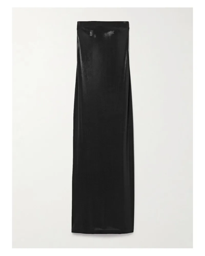 Norma Kamali Trägerloses Maxikleid Aus Stretch-lamé - Schwarz Schwarz