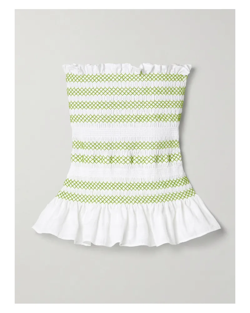 Molly Goddard Lynne Trägerloses Oberteil Aus Voile Aus Einer Baumwollmischung Mit Schößchen, Raffungen Und Rüschen - Weiß Weiß