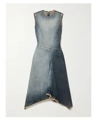 Acne Studios Asymmetrisches Midi-jeanskleid mit Fransen Blau