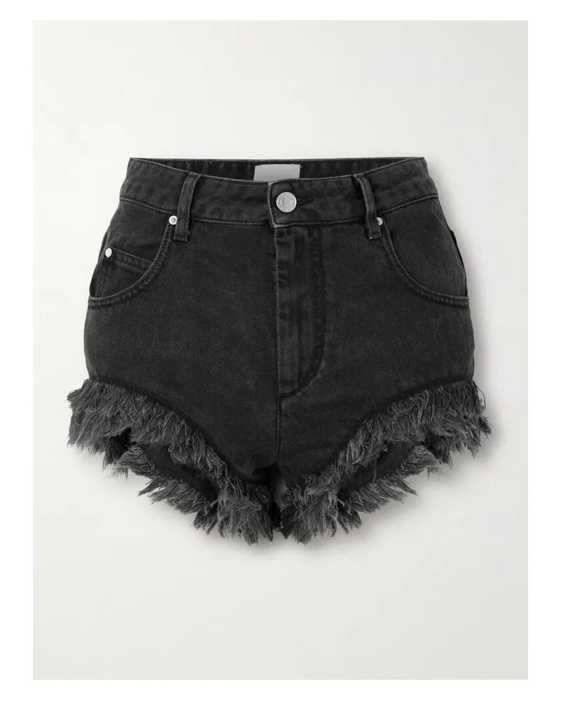 Isabel Marant Eneidao Jeansshorts Mit Fransen - Schwarz Schwarz