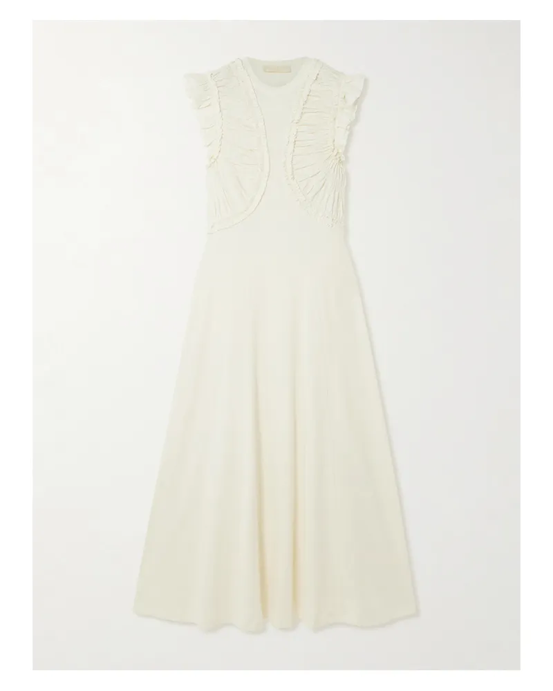 Ulla Johnson Shiva Midikleid Aus Biobaumwolle Mit Raffungen Und Rüschen - Weiß Weiß