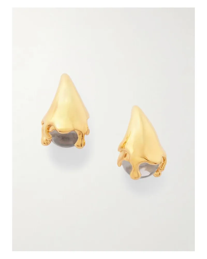 Bottega Veneta Goldfarbene Ohrringe Mit Bergkristallen Gold