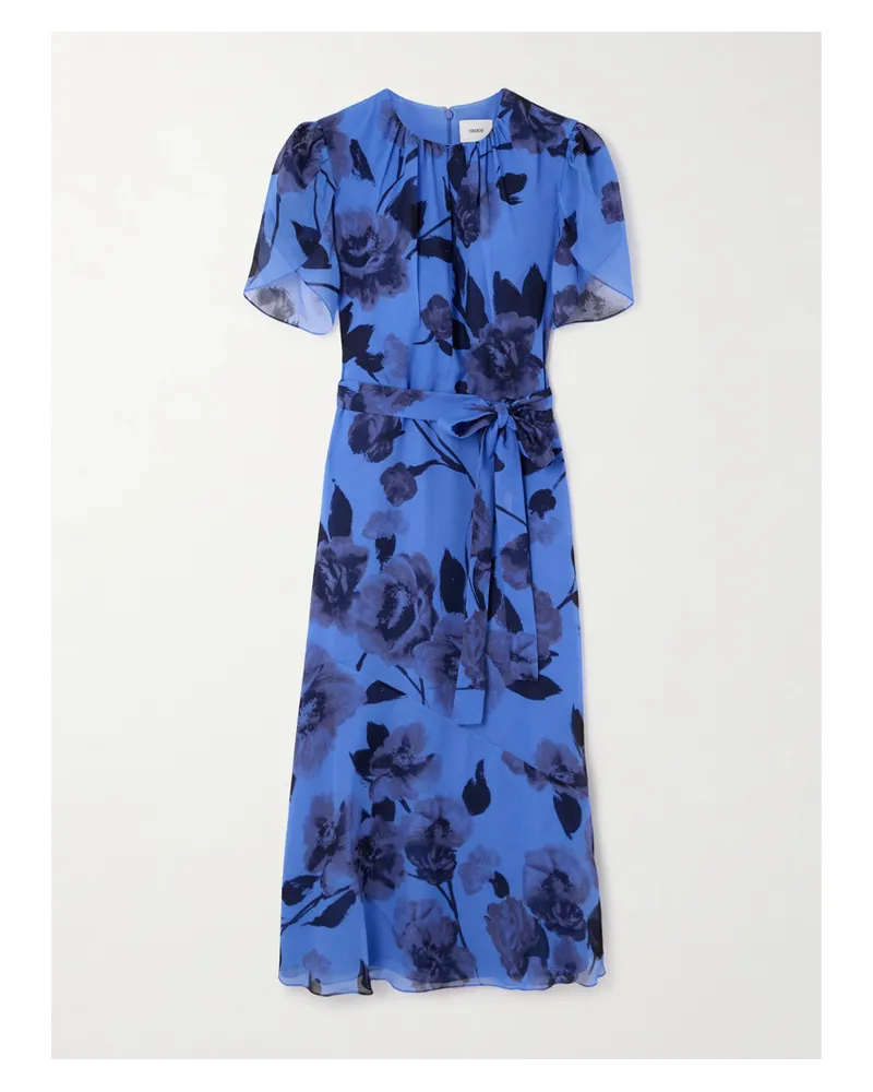 Erdem Midikleid aus Seiden-voile Blau