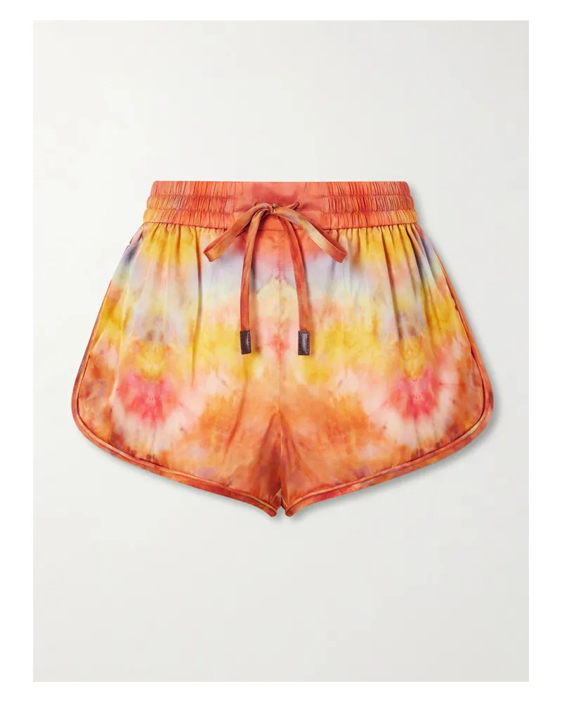Zimmermann Printed Drawstring Silk Shorts - Orange Orange