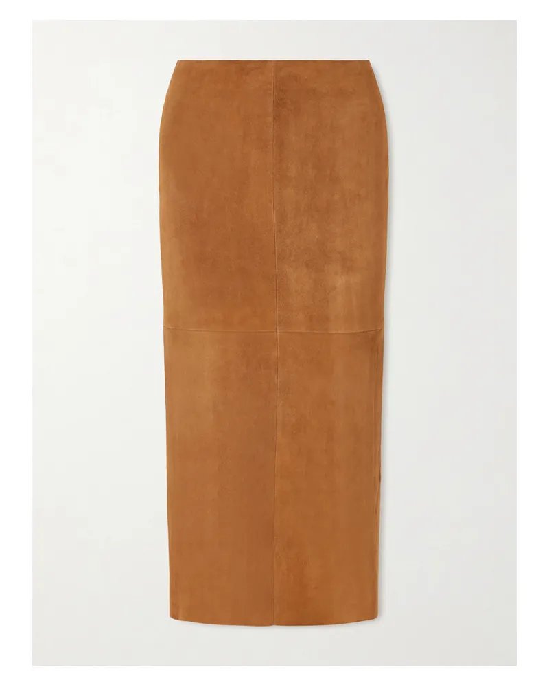Stouls Winona Paneled Suede Midi Skirt - Brown Brown