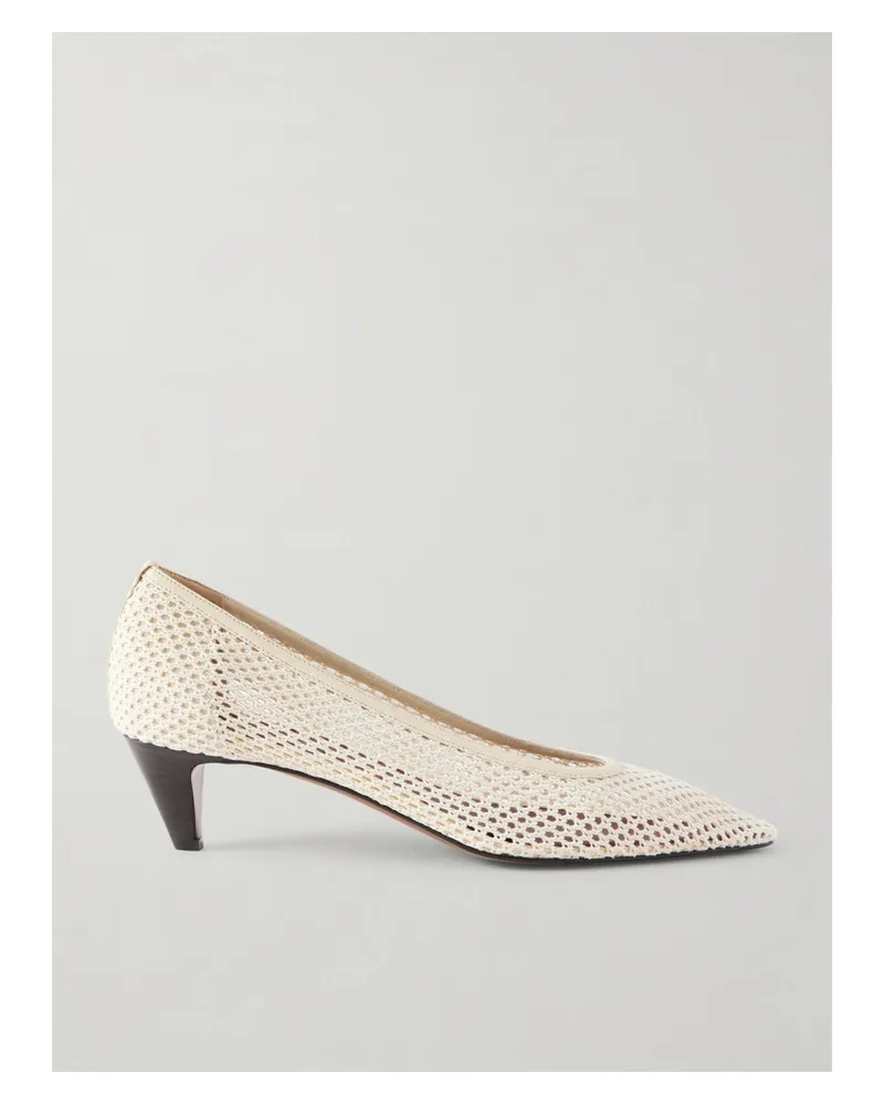 NEOUS Fera 40 Leather-trimmed Woven Pumps - Cream Cream