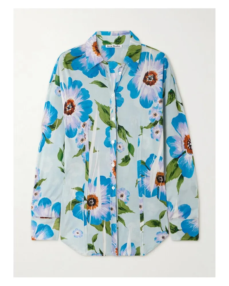 Acne Studios Hemd Aus Voile Mit Blumenprint - Blau Blau