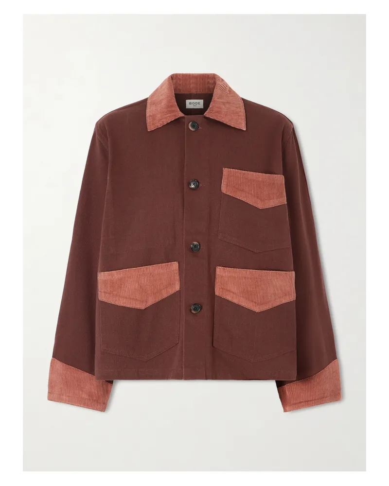 BODE Corduroy-trimmed Cotton-twill Jacket - Brown Brown