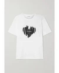 Saint Laurent T-shirt aus Baumwoll-jersey mit Print Wollweiß