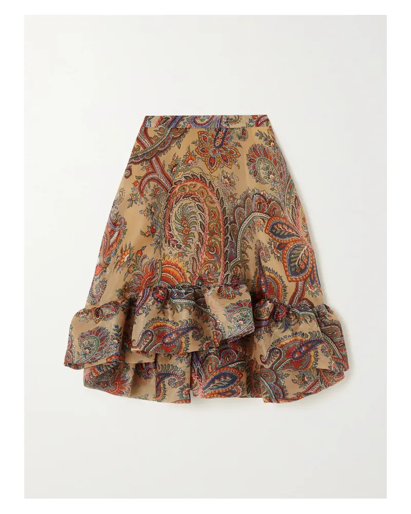 Etro Minirock Aus Organza Mit Paisley-muster Und Volant - Neutral Neutral
