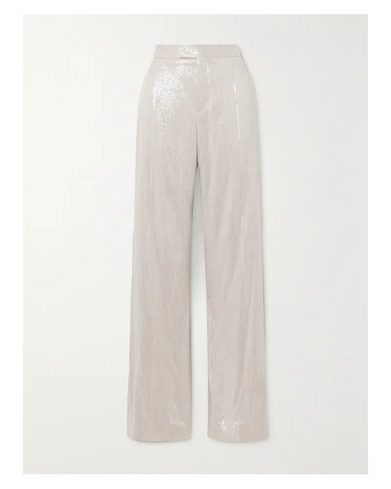 Brunello Cucinelli Hose Mit Weitem Bein Aus Crêpe Mit Pailletten - Grau Grau
