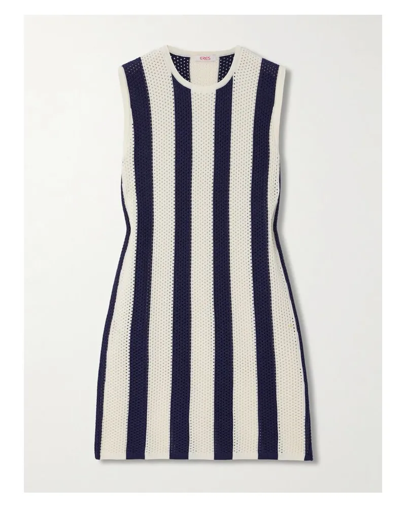 Eres Bayadere Pirate Gestreiftes Minikleid Aus Einer Baumwollmischung In Lochstrick - Blau Blau