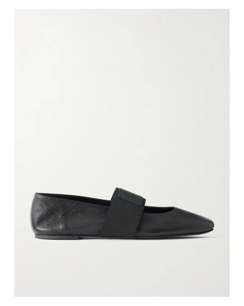 Givenchy Logo-appliquéd Leather Ballerina Flats - Black Black