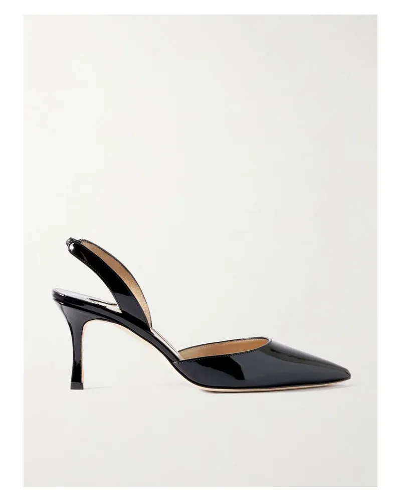 Manolo Blahnik Carolyne 70 Slingback-pumps Aus Lackleder - Schwarz Schwarz
