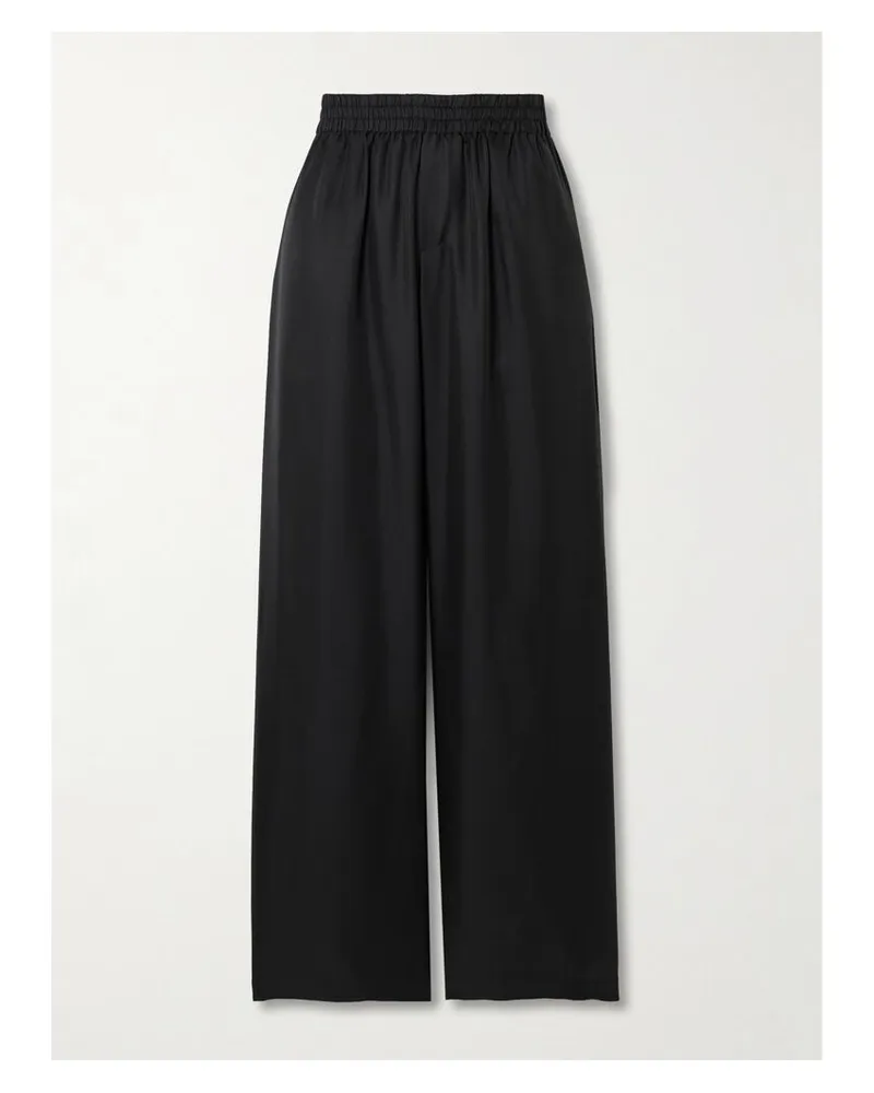 Lisa Yang Jogginghose Mit Weitem Bein Aus Seiden-twill - Schwarz Schwarz