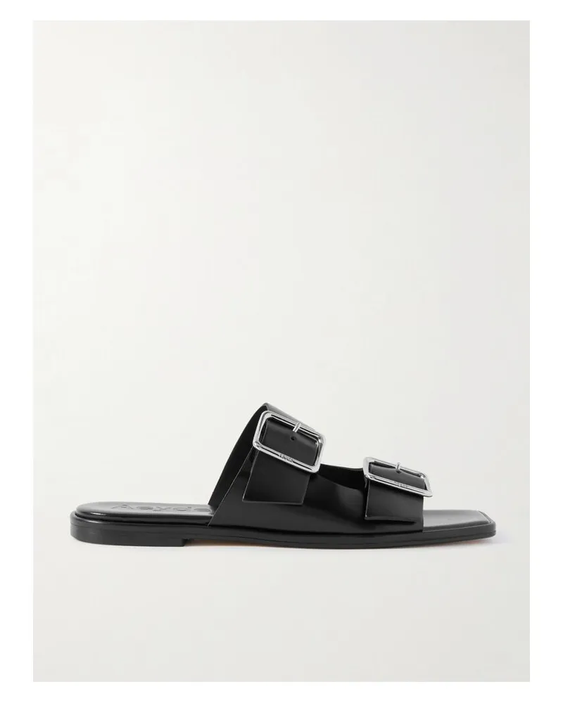 aeyde Tonya Pantoletten Aus Leder Mit Schnallen - Schwarz Schwarz