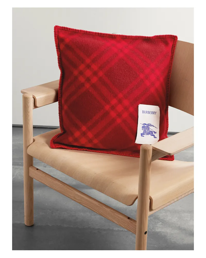 Burberry Kissen Aus Karierter Wolle Mit Applikation - Rot Rot