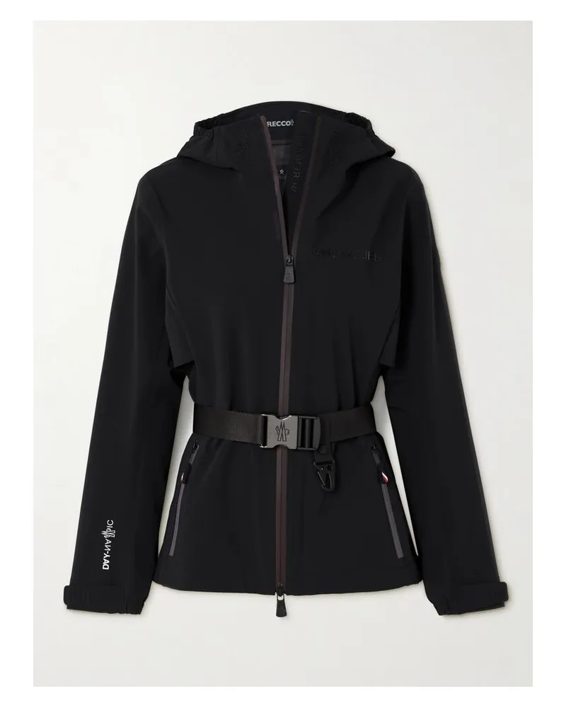 Moncler Fex Kapuzenjacke Aus Stretch-shell Mit Gürtel - Schwarz Schwarz