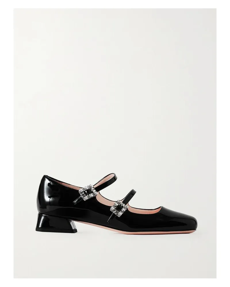 Roger Vivier Mini Très Vivier 25 Pumps Aus Lackleder Mit Kristallen - Schwarz Schwarz
