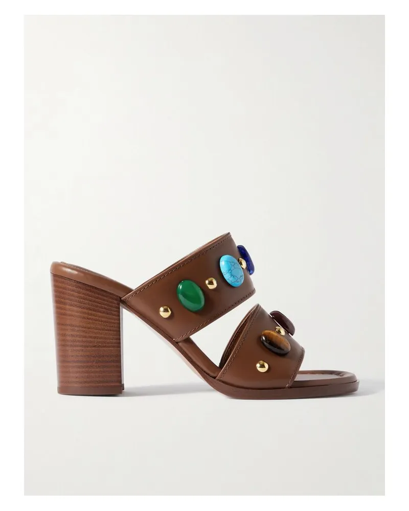 Gianvito Rossi 90 Mules Aus Leder Mit Verzierungen - Braun Braun