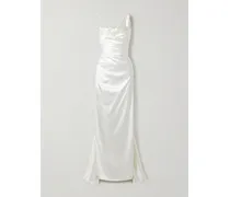 Minerva Draped Silk-satin Gown - Off-white