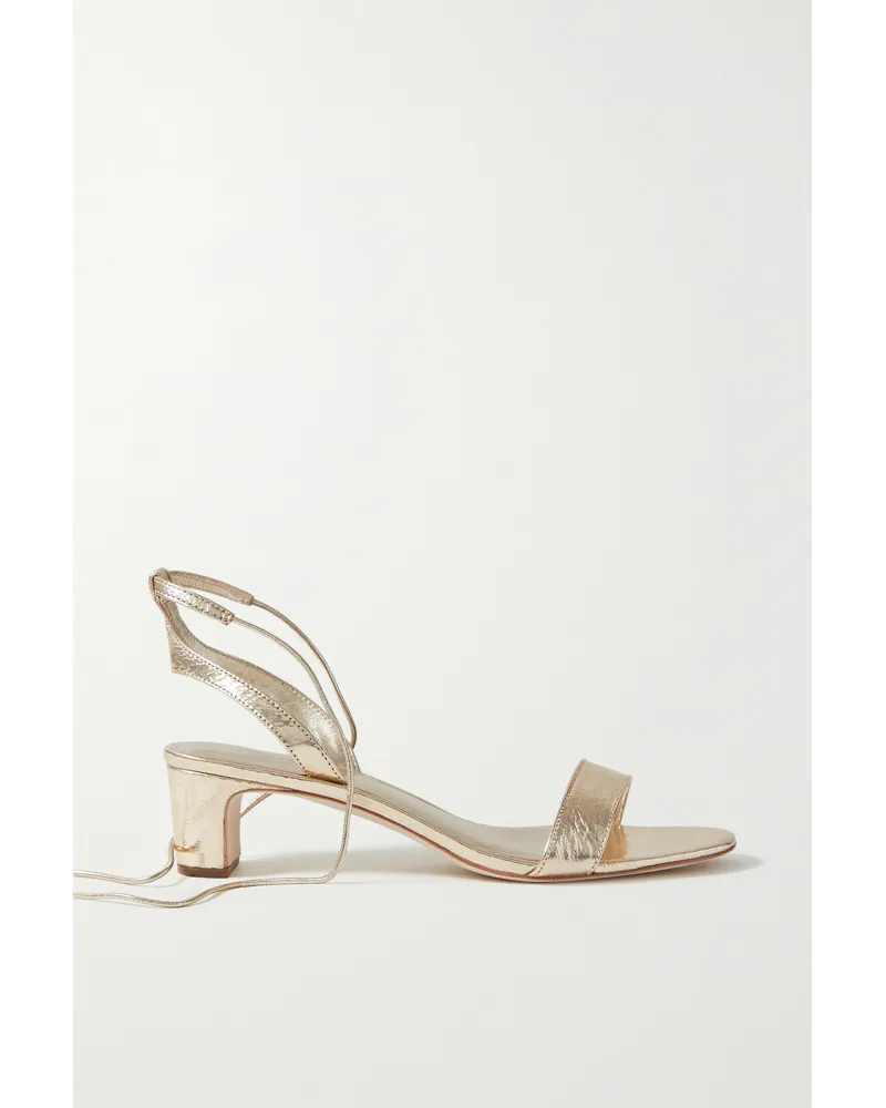 Loeffler Randall Jackie Sandalen aus Metallic-leder in Knitteroptik Gold