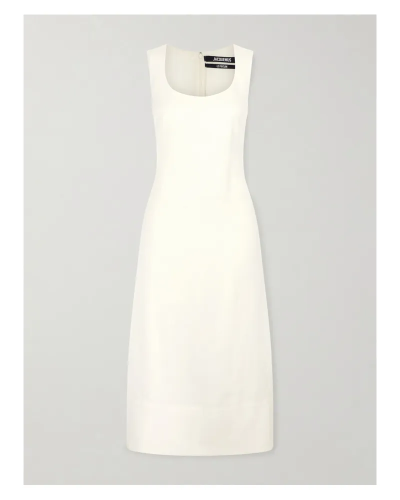 Jacquemus Tablier Linen-blend Midi Dress - Off-white Off-white