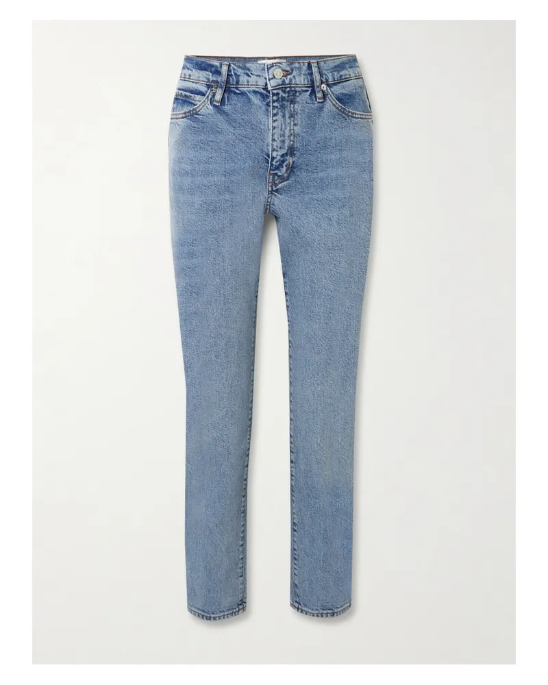 Frame Denim The Borrowed High-rise Slim-leg Jeans - Blue Blue