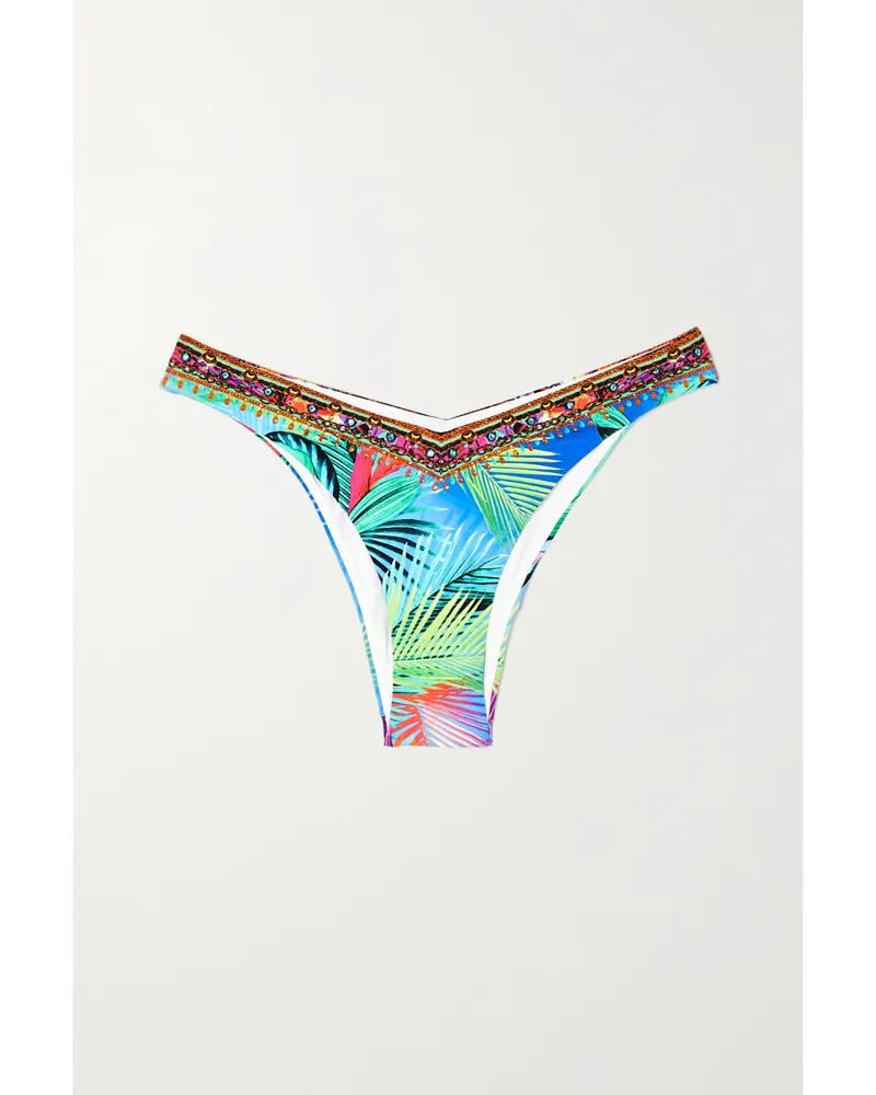 Camilla Bedrucktes Bikini-höschen Mit Kristallen - Blau Blau