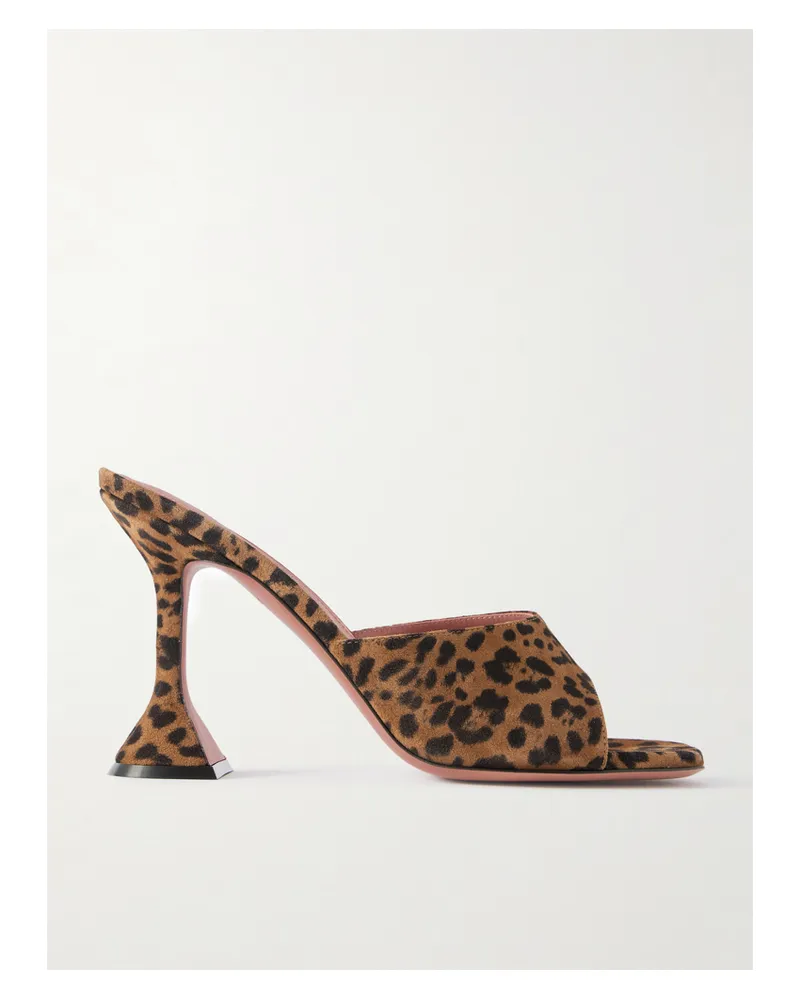 Amina Muaddi Lupita Leopard-print Suede Mules - Animal Print Animal