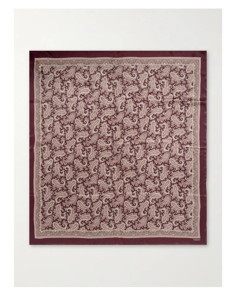 Saint Laurent Tuch Aus Seide Mit Paisley-muster - Burgunder Burgunder