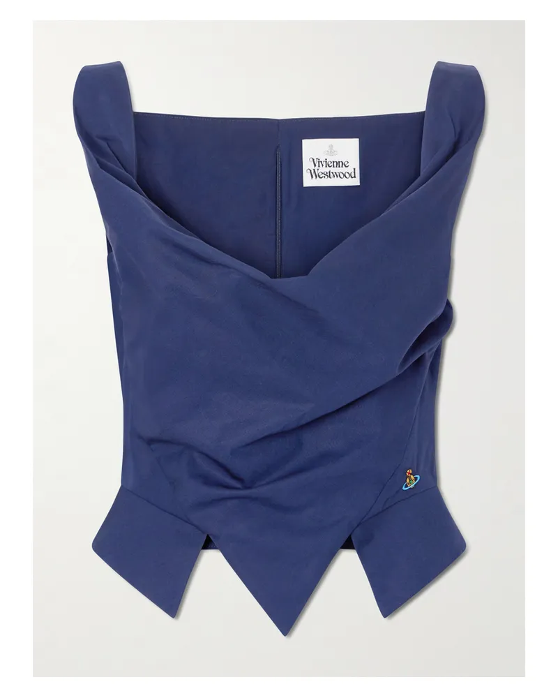 Vivienne Westwood Sunday Draped Embroidered Cotton-poplin Top - Blue Blue