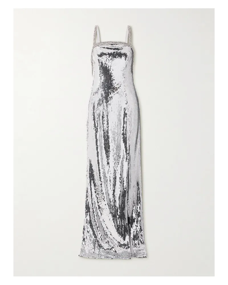 Rebecca Vallance Olympia Rückenfreies Kleid Aus Mesh Mit Kristallen Und Pailletten - Silber Silber