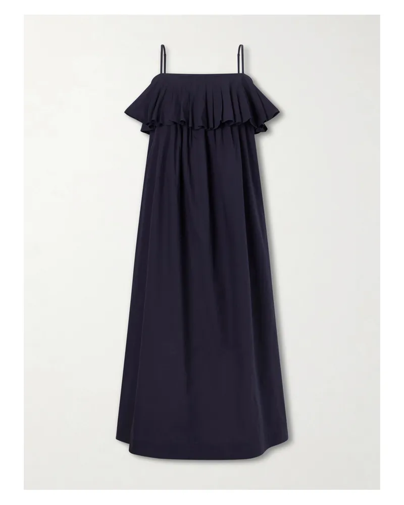 Sea Lois Ruffled Cotton-twill Midi Dress - Blue Blue