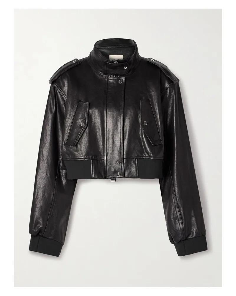 KHAITE Kember Verkürzte Bomberjacke Aus Leder - Schwarz Schwarz