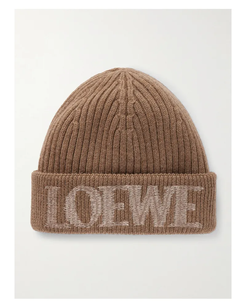 Loewe Beanie Aus Wolle Mit Stickerei - Braun Braun