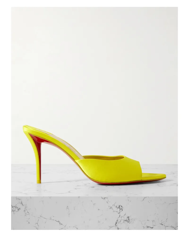 Christian Louboutin Apostropha 80 Satin Mules - Yellow Yellow