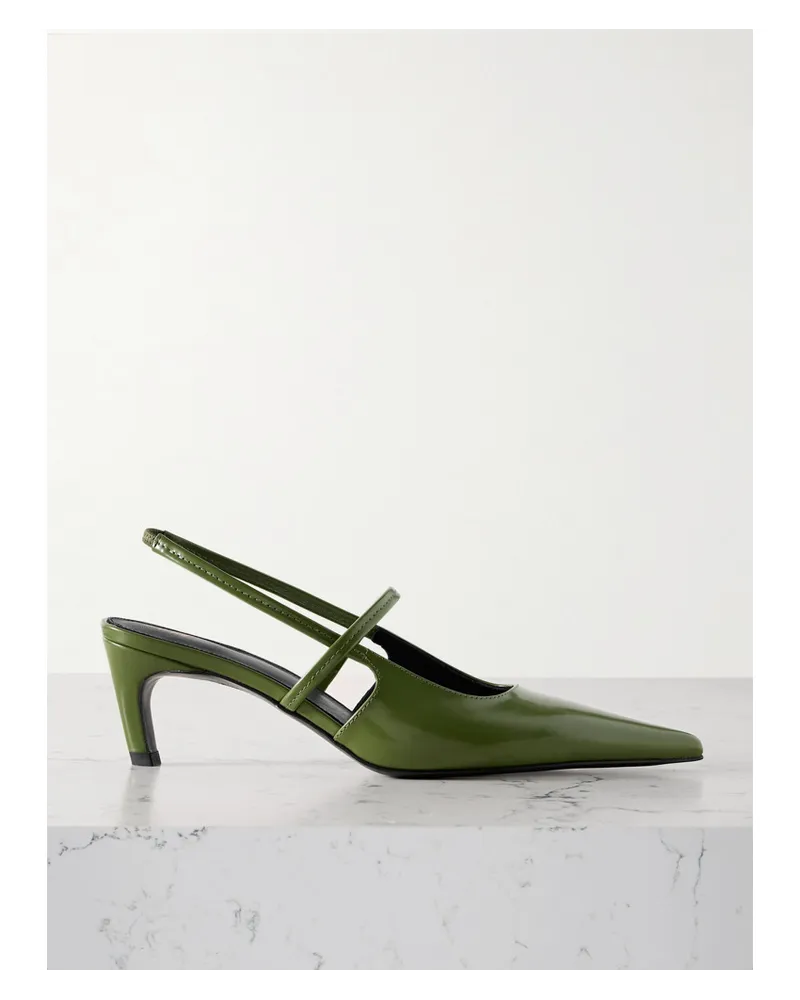 Totême The Sharp Slingback-pumps aus Glanzleder Gelb