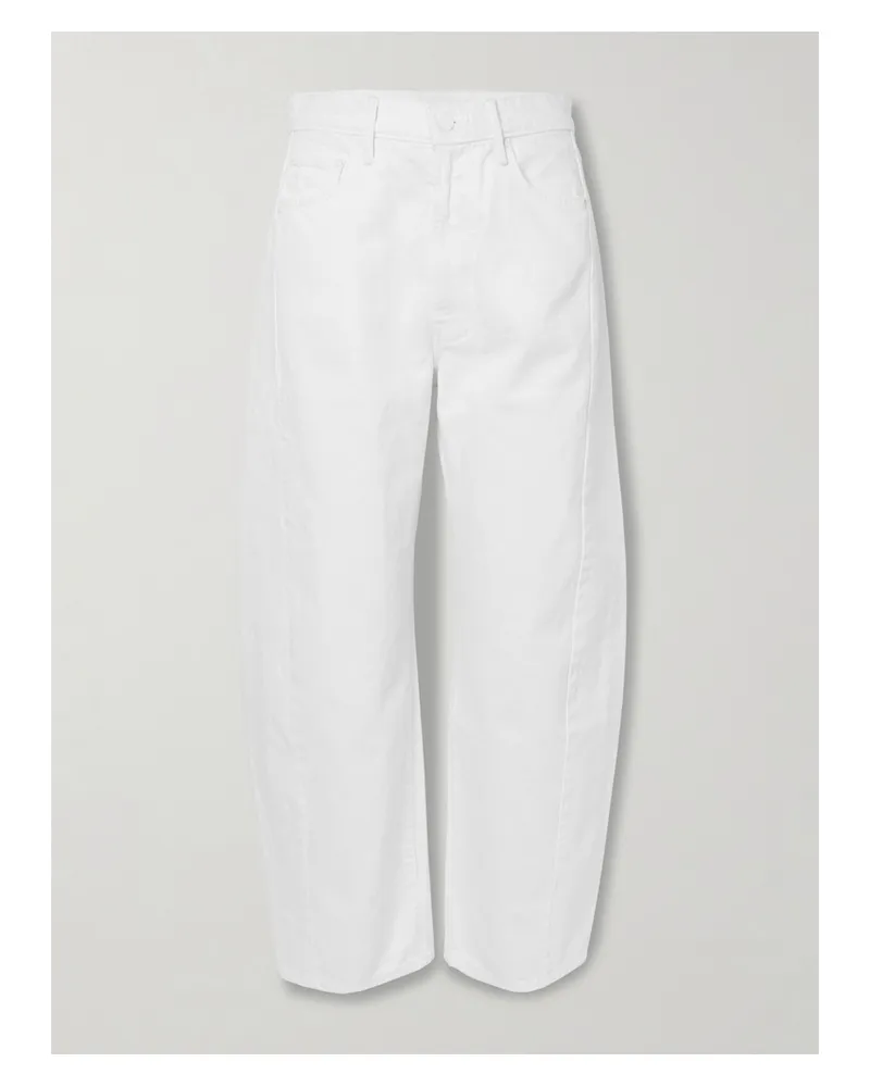 Mother The Full-pipe Ankle Halbhoch Sitzende Jeans Mit Weitem Bein - Weiß Weiß