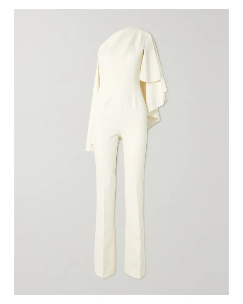 Safiyaa Zephyra Asymmetrischer Jumpsuit Aus Crêpe Mit Cape-effekt - Elfenbein Elfenbein