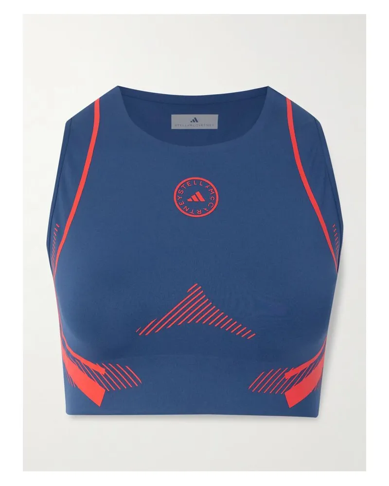 adidas Truepurpose Sport-bh Aus Recyceltem Stretch-jersey Mit Perforationen Und Logoapplikation - Blau Blau