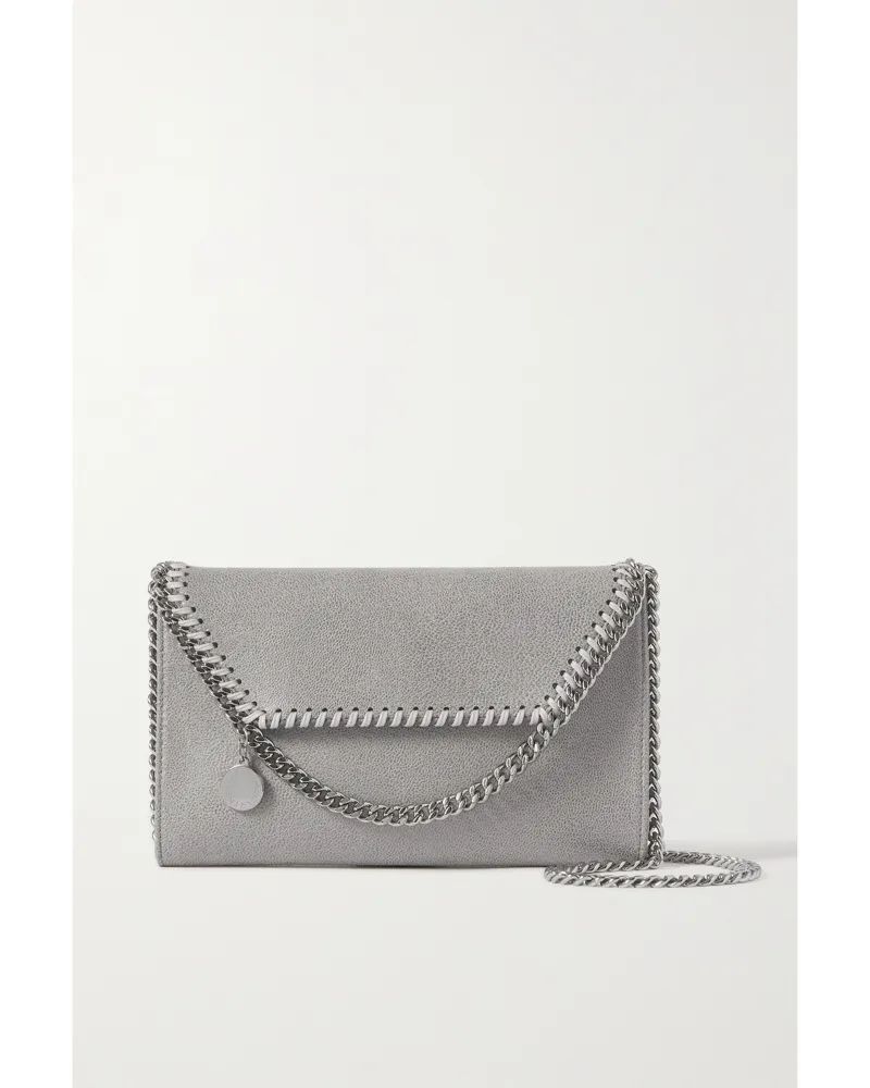 Stella McCartney The Falabella Mini Vegetarian Brushed-leather Shoulder Bag - Gray Gray