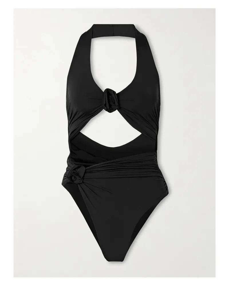 Maygel Coronel Cipria Badeanzug Mit Cut-outs, Raffungen Und Applikationen - Schwarz Schwarz