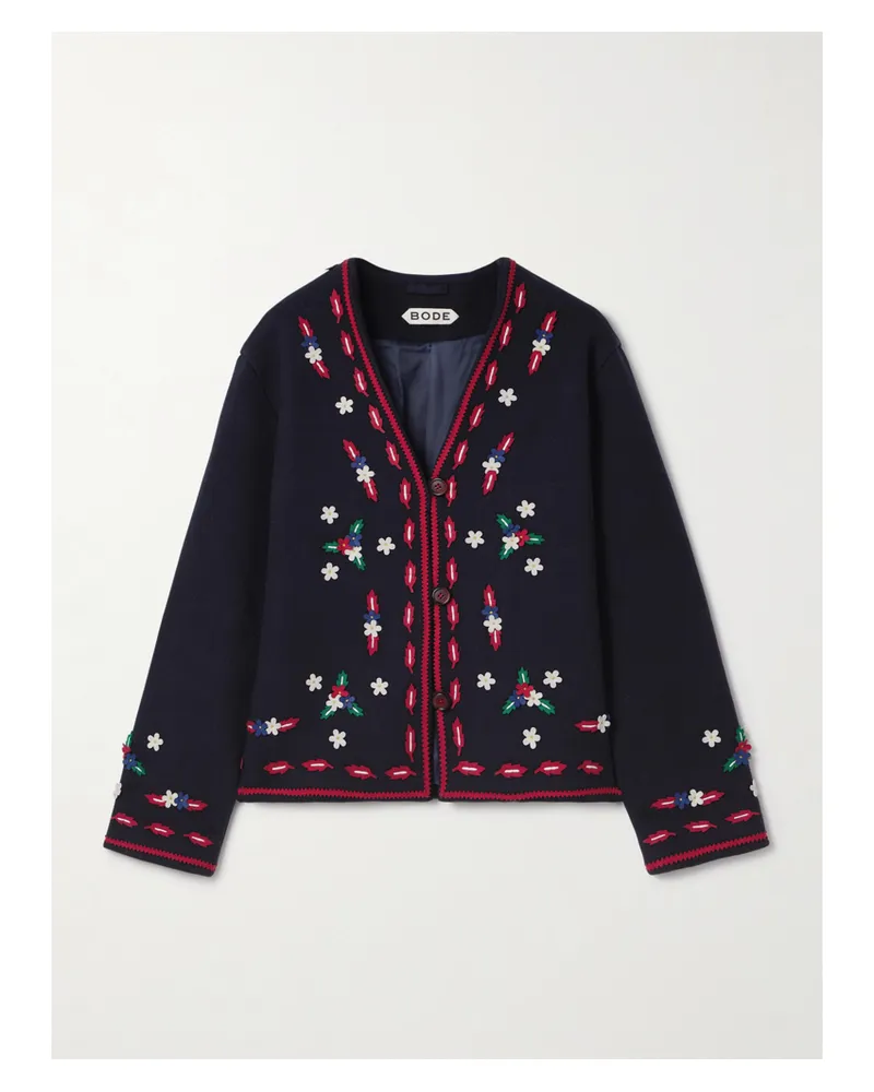 BODE Carroll Jacke Aus Wollfilz Mit Applikationen - Blau Blau